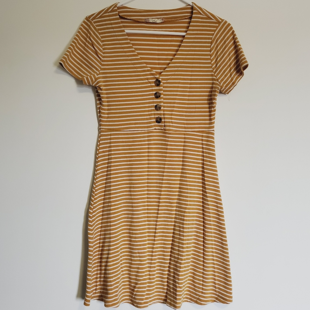 Pink Rose Vintage | Yellow and White Striped Mini Dress